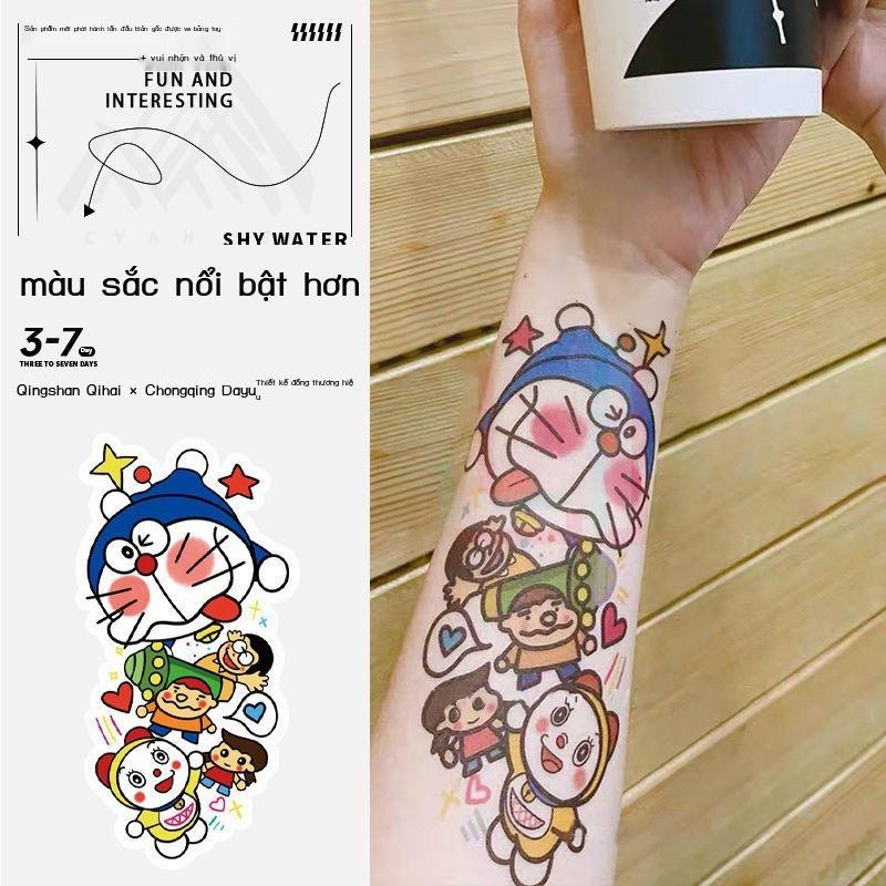 Nhút nhát ma thuật bất kỳ cửa màu dán hình xăm Doraemon thời thơ ấu phim hoạt hình hoa cánh tay hot girl ngọt