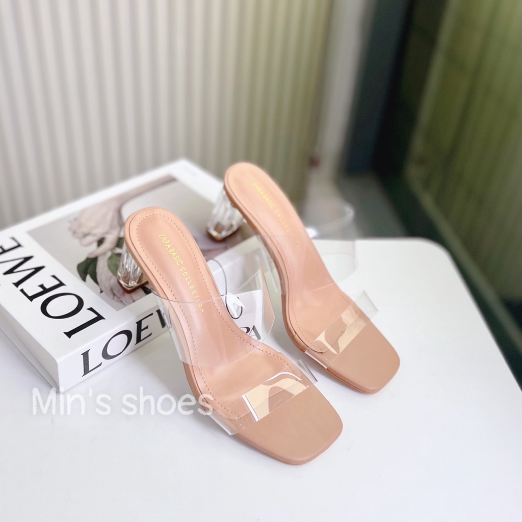 Min's Shoes - Guốc Sandal 6p Quai Trong Gót Mica Cao Cấp S475