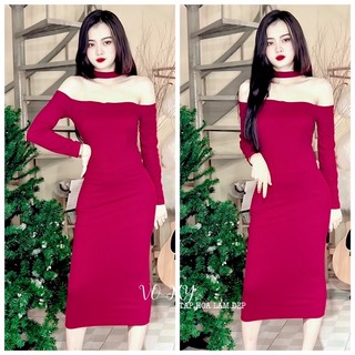 Đầm body tay dài choàng dây