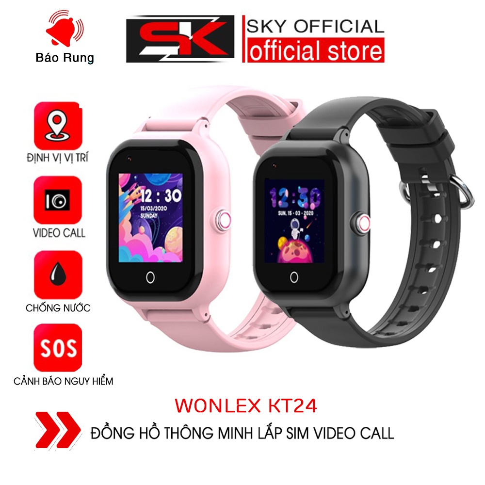 Đồng Hồ Thông Minh Định Vị Trẻ Em - Lắp Sim- Có Rung - Gọi VIDEO Cao Cấp SKYONE Wonlex SKKT24 - Chống Nước- CHÍNH HÃNG