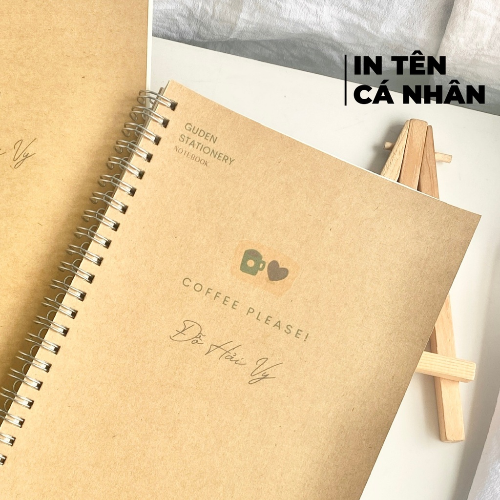 Sổ tay cỡ A5 bìa Kraft in tên cá nhân The Coffee Shop 120 trang_Guden Stationery