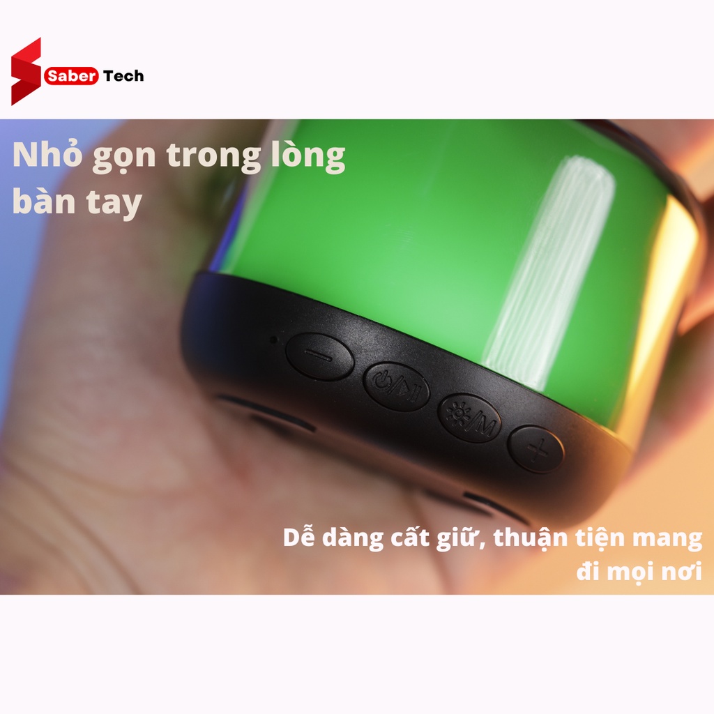 Loa bluetooth mini đèn LED RGB 360 độ, kết nối không dây HP S02, âm thanh HIFI, trong trẻo bass mạnh pin trâu thẻ nhớ