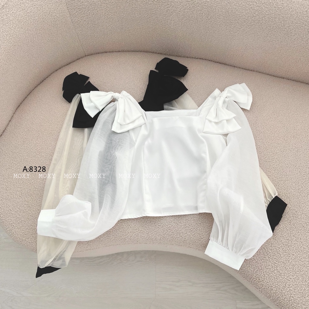 SP008328-Áo nơ vai tay voan