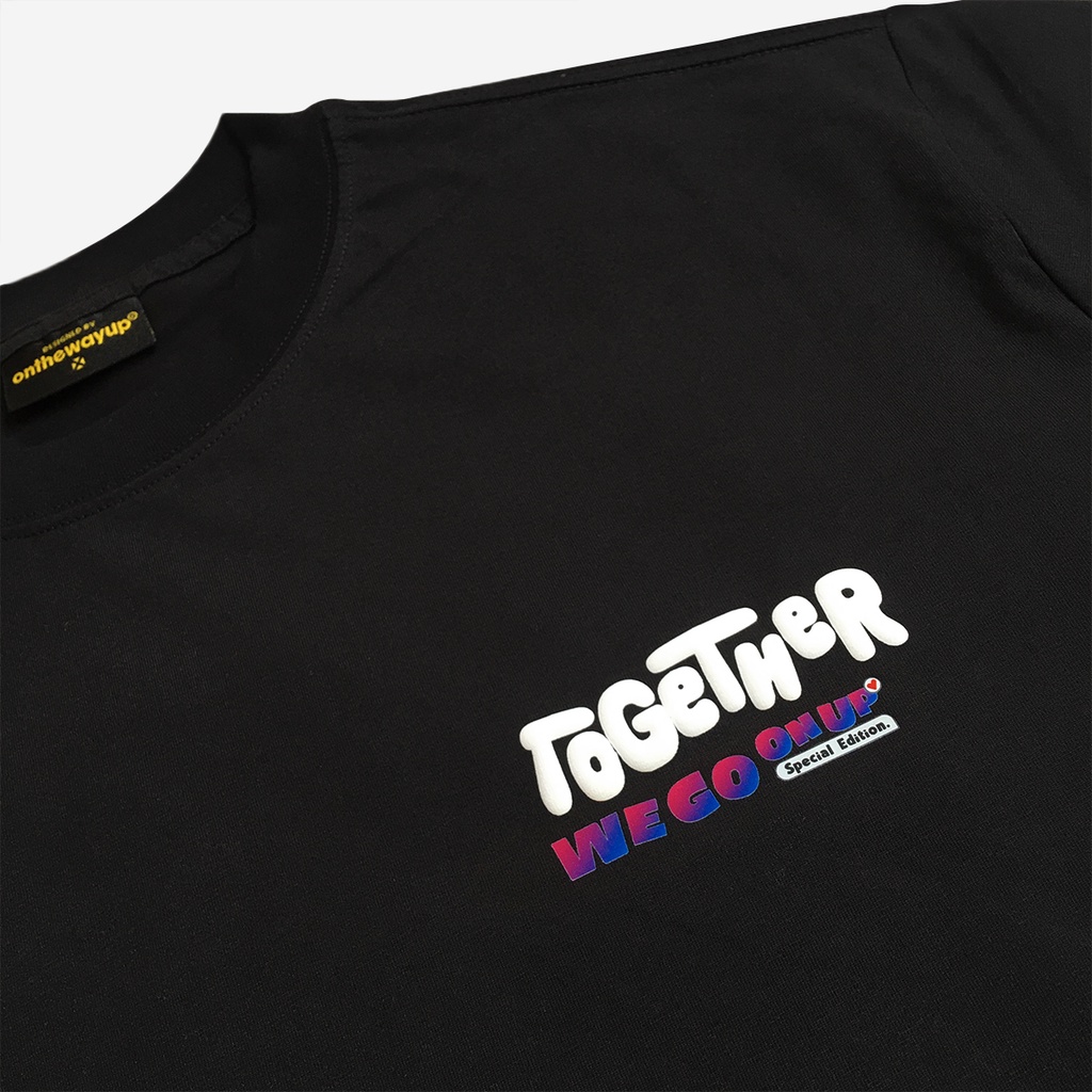 Áo Phông unisex ONTHEWAYUP Local Brand in 3D Nổi TOGETHER  100% Premium Cotton / Màu Đen