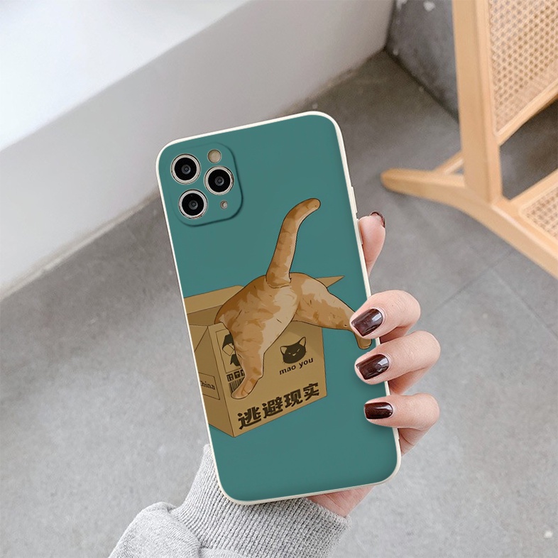 Ốp Iphone viền vuông Mèo mao you lọt thùng cute cho iphone 6/7/8Plus X XS xr xsmax 11/12/13/14pro promax e5208