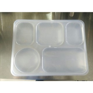 Khay cơm inox 5 ngăn to có nắp, inox