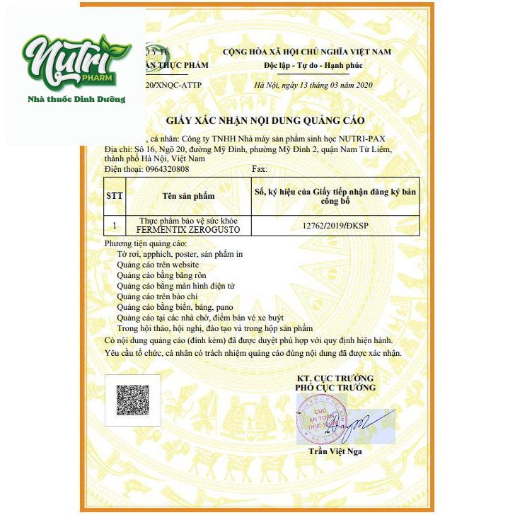 Men vi sinh _ FERMENTIX ZEROGUSTO _ Mã FS.05 _ Hộp 14 gói bột _ Màu vàng cam