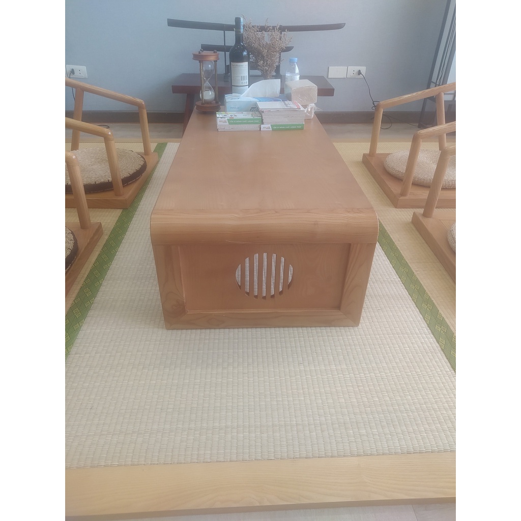 Bàn trà Nhật, Bàn trà đạo, phong cách truyền thống, chất liệu gỗ Sồi, kt 1100 x 500 x 310mm