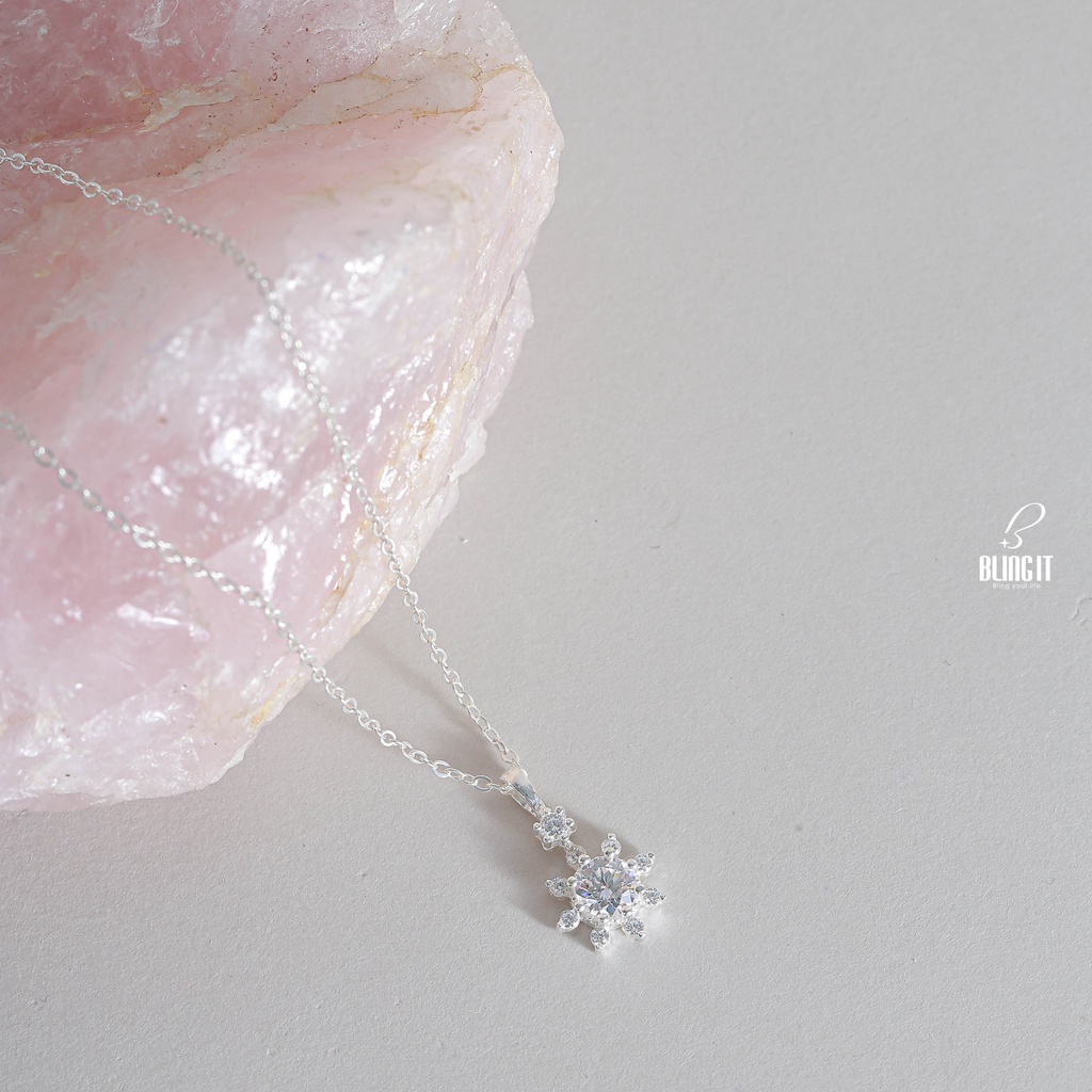 Dây Chuyền Bạc 925 Nữ 925 BLING IT Mặt Hình Mặt Trời Đính Đá Lấp Lánh Sang Trọng - BIVC290