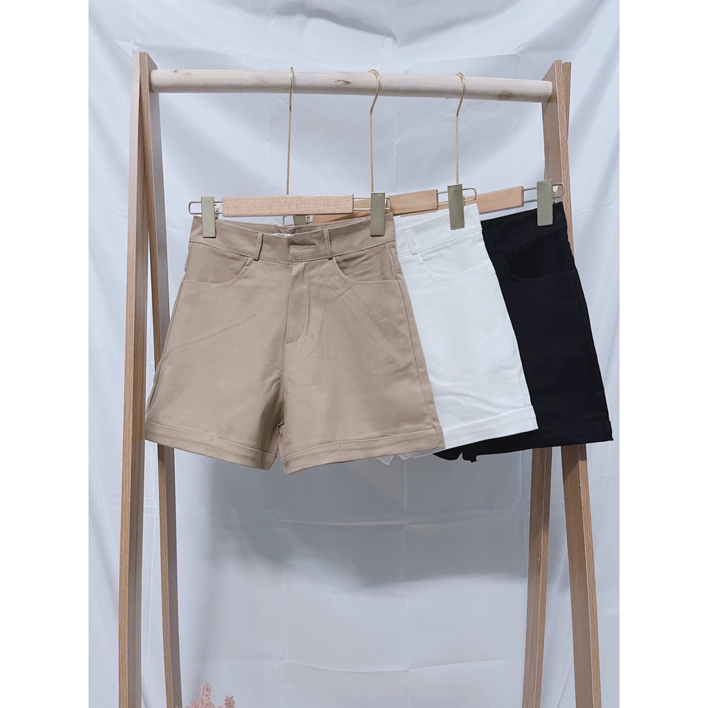 QUẦN SHORT GẬP GẤU VẢI KAKI QUẦN SHORT NỮ CÁ TÍNH ỐNG RỘNG TRẺ TRUNG
