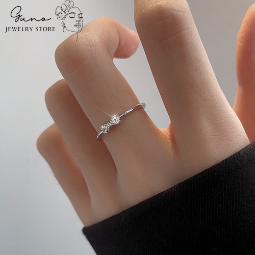 Nhẫn freesize bạc nữ hình chiếc nơ Silver nhẫn nữ bạc 925 cao cấp đính đá_ gunojewelry