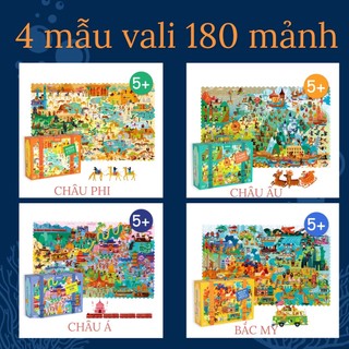 (Có Ảnh thật)Mideer  Khám phá các kỳ quan thê giới với bộ xếp hình Vali 180 miếng - Hãng Mideer