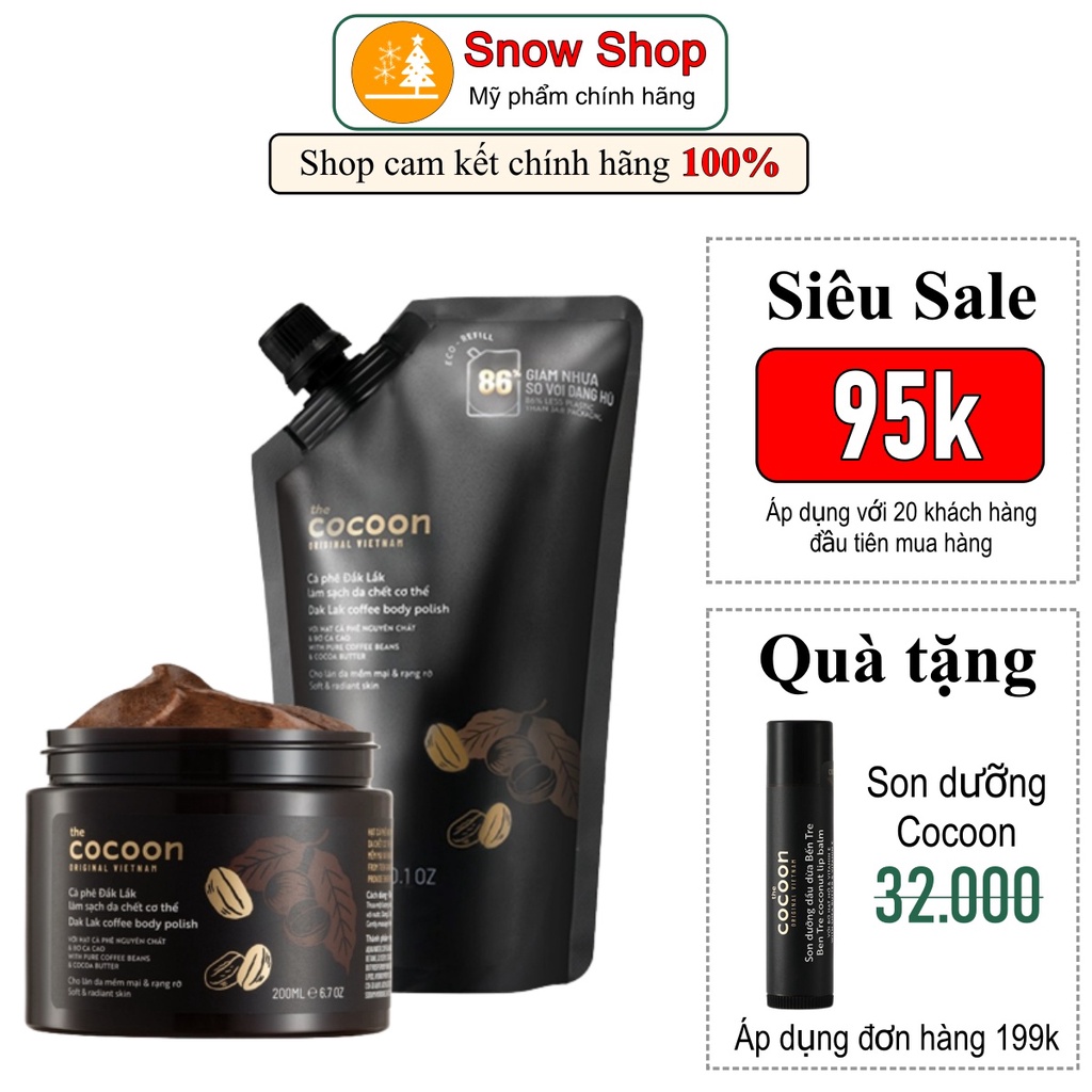 Tẩy da chết cơ thể Cocoon - Tẩy tế bào chết toàn thân Cocoon mềm mịn , sạch da 150ml