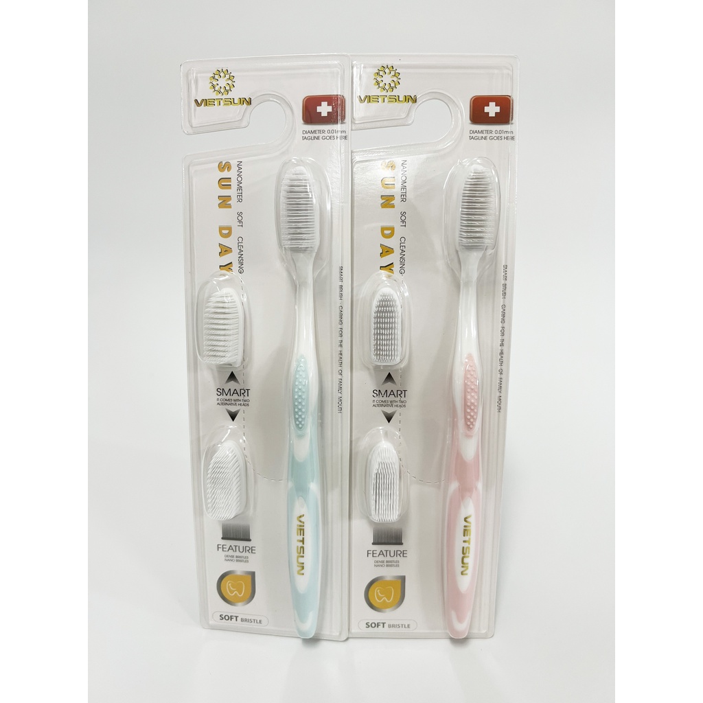 Bàn chải đánh răng cao cấp Vietsun Sunday - 3 đầu thay thế