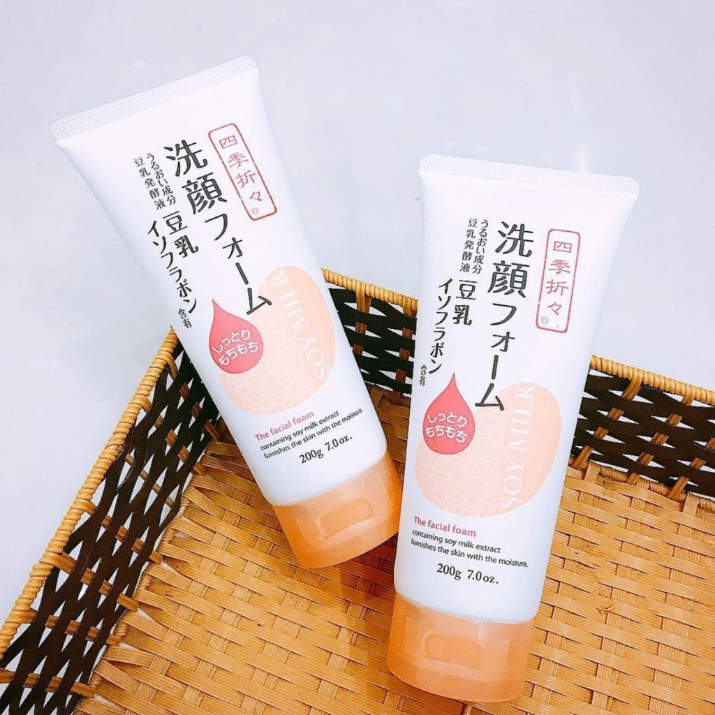 Sữa Rửa Mặt Kumano Từ Đậu Nành Soy Milk The Facial Foam Dưỡng Ẩm Sáng Da 200g Nhật Bản làm sạch dầu thừa