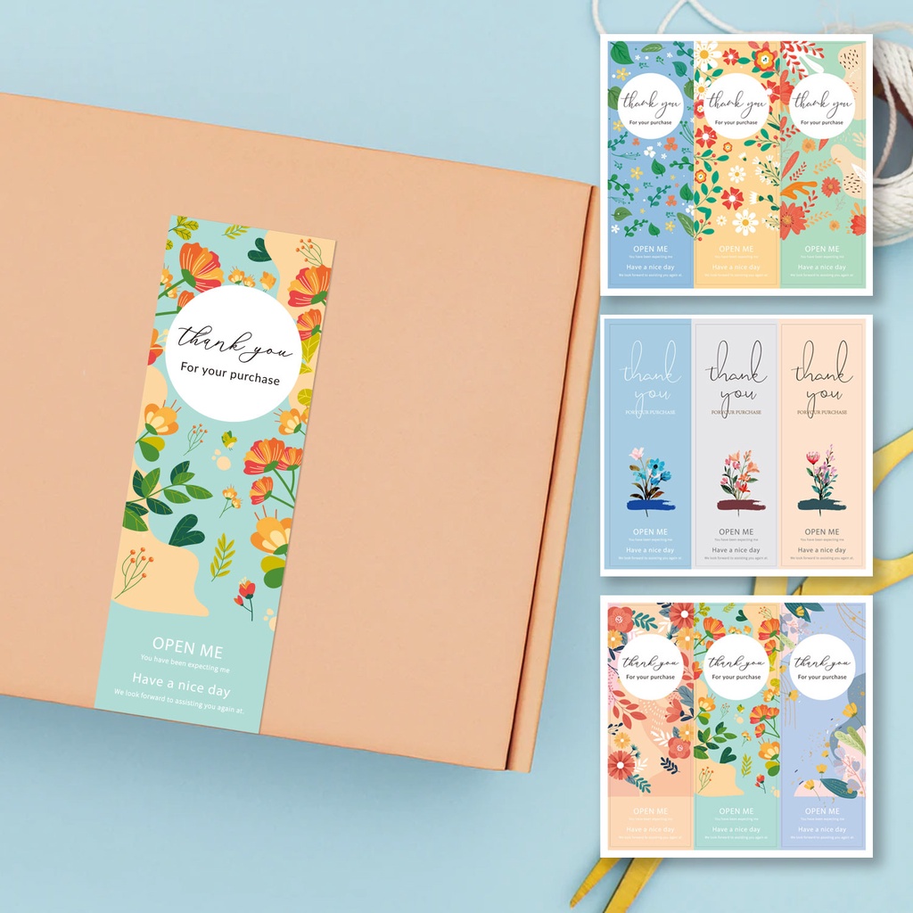 Tem cảm ơn, nhãn dán thank you, Sticker cảm ơn hinh chữ nhật nhiều mẫu