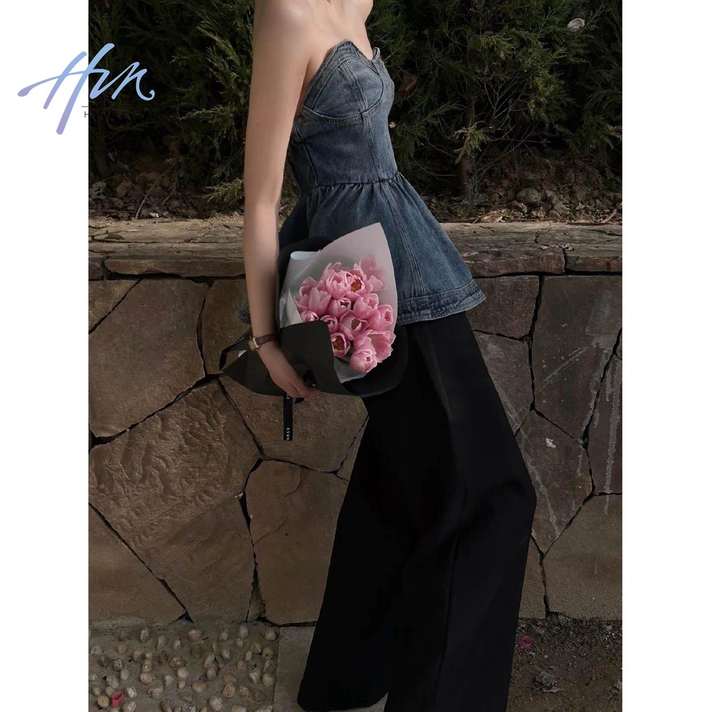 Áo Ống Denim Không Tay Thời Trang Cá Tính Cho Nữ