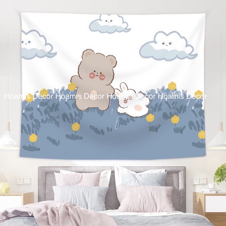 Sẵn Hcm - Ship Hỏa Tốc Tranh Vải Treo Tường /Thảm vải Decor Phòng Cho Bé Họa Tiết Anime Gấu Đáng Yêu Hot Nhất 2023