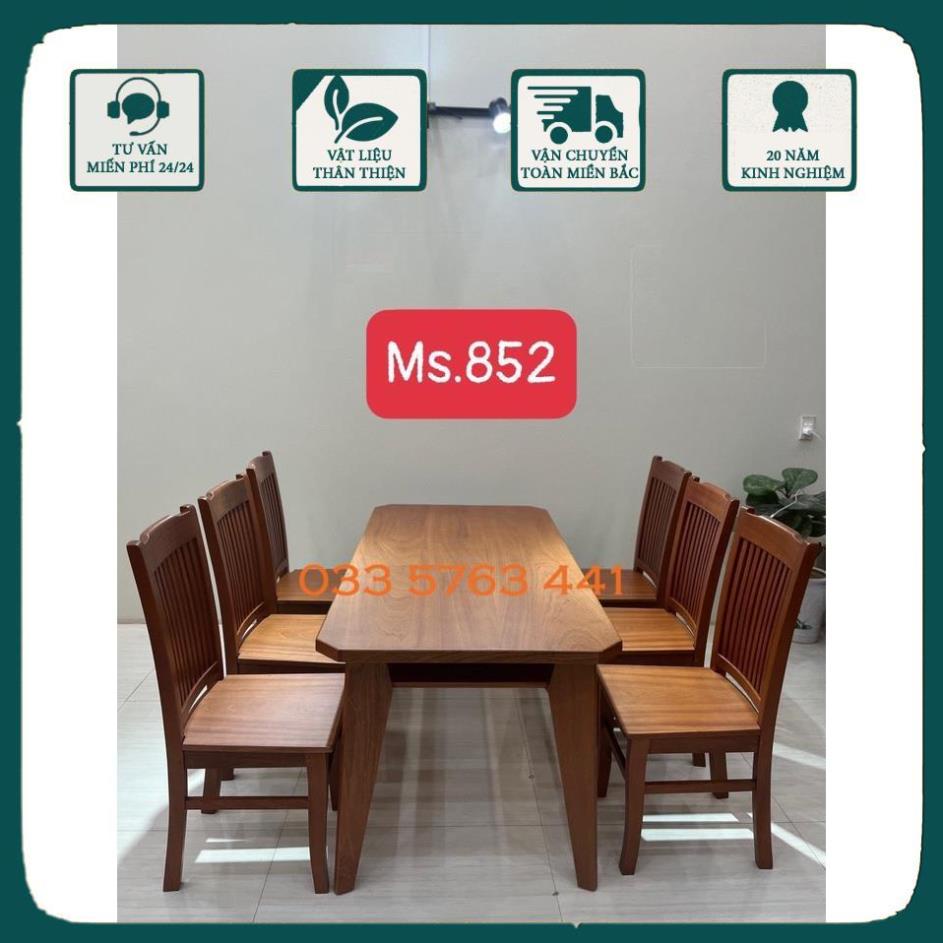 . Bộ bàn ăn gỗ xoan đào cao cấp kèm 6 ghế ngồi sang trọng