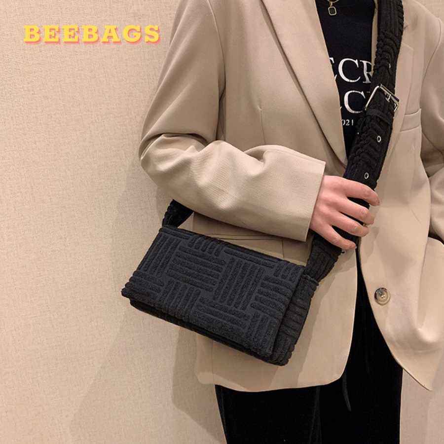 Túi Đeo Chéo Vải Nhung Kẻ Sọc Cá Tính Nhiều Màu Basic Dễ Phối Đồ | TX113 | Túi Xách Vải Phù Hợp Mọi Outfit Đi Chơi, Cafe