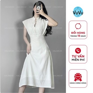 Đầm Công Chúa Princess Dress Vải Đũi Gân Tay Kết Hợp Cổ Tàu Kèm Dây Buộc - Thiết Kế Khéo Léo Che Vòng 2 Triết Ly Eo