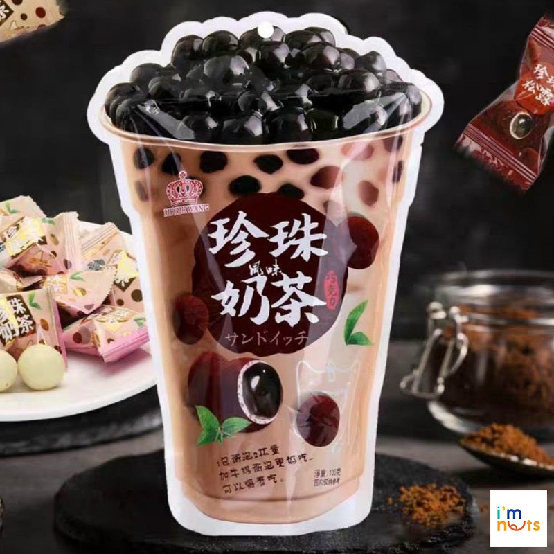 Kẹo trà sữa trân châu đường đen phủ Socola Đài Loan gói 120g