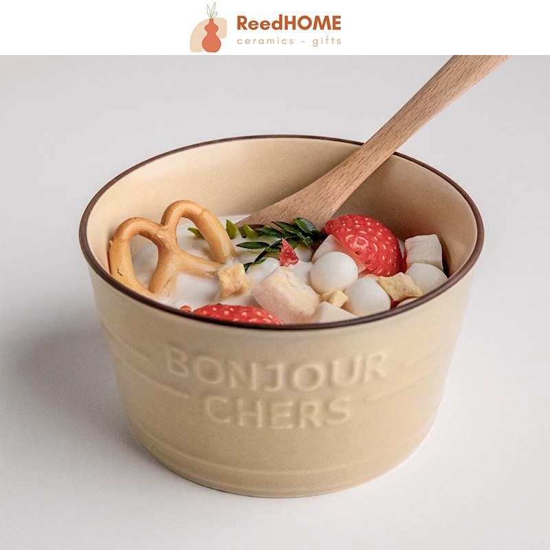 Bát cơm chữ nổi tráng men phong cách Hàn Quốc - Gốm Sứ ReedHOME