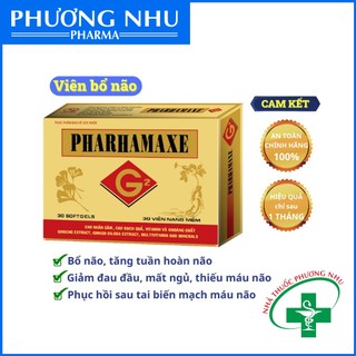 Viên bổ não Pharhamaxe G2 - Hoạt huyết, dưỡng não, giảm đau đầu, mất ngủ - Hộp 30 viên