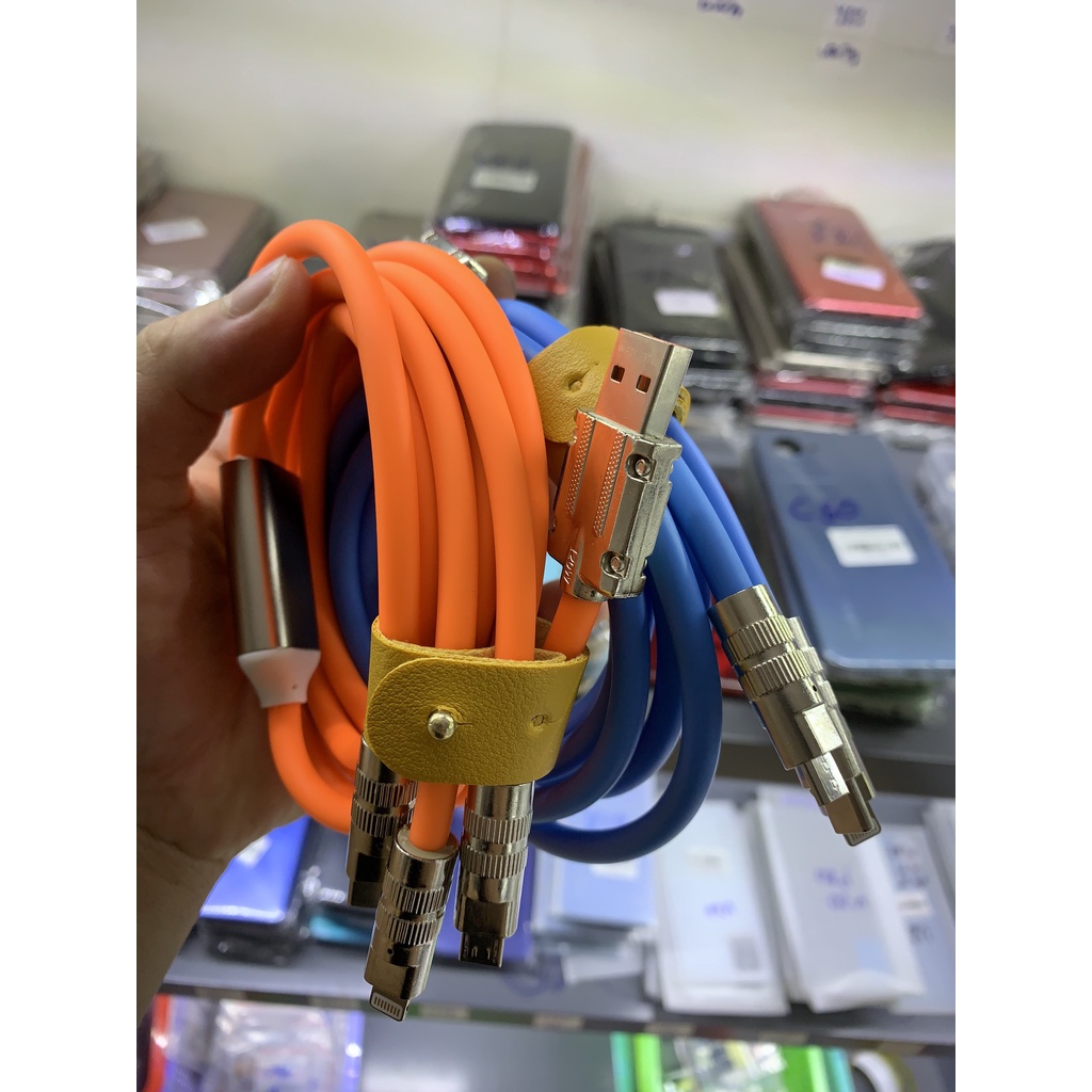 Dây sạc, cáp sạc siêu nhanh 120W tích hợp 3 cổng dùng cho mọi loại điện thoại