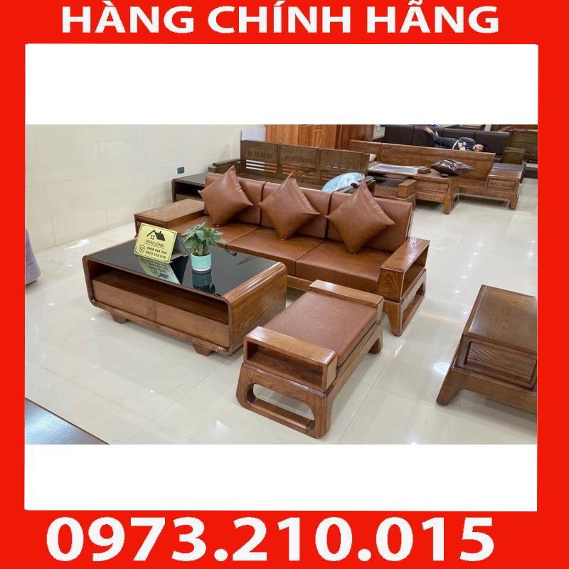 HÀNG CHÍNH HÃNG  Ảnh thật sofa 3 món chân quỳ gỗ sồi nga màu óc chó đen, màu óc chó nâu, màu cánh gián
