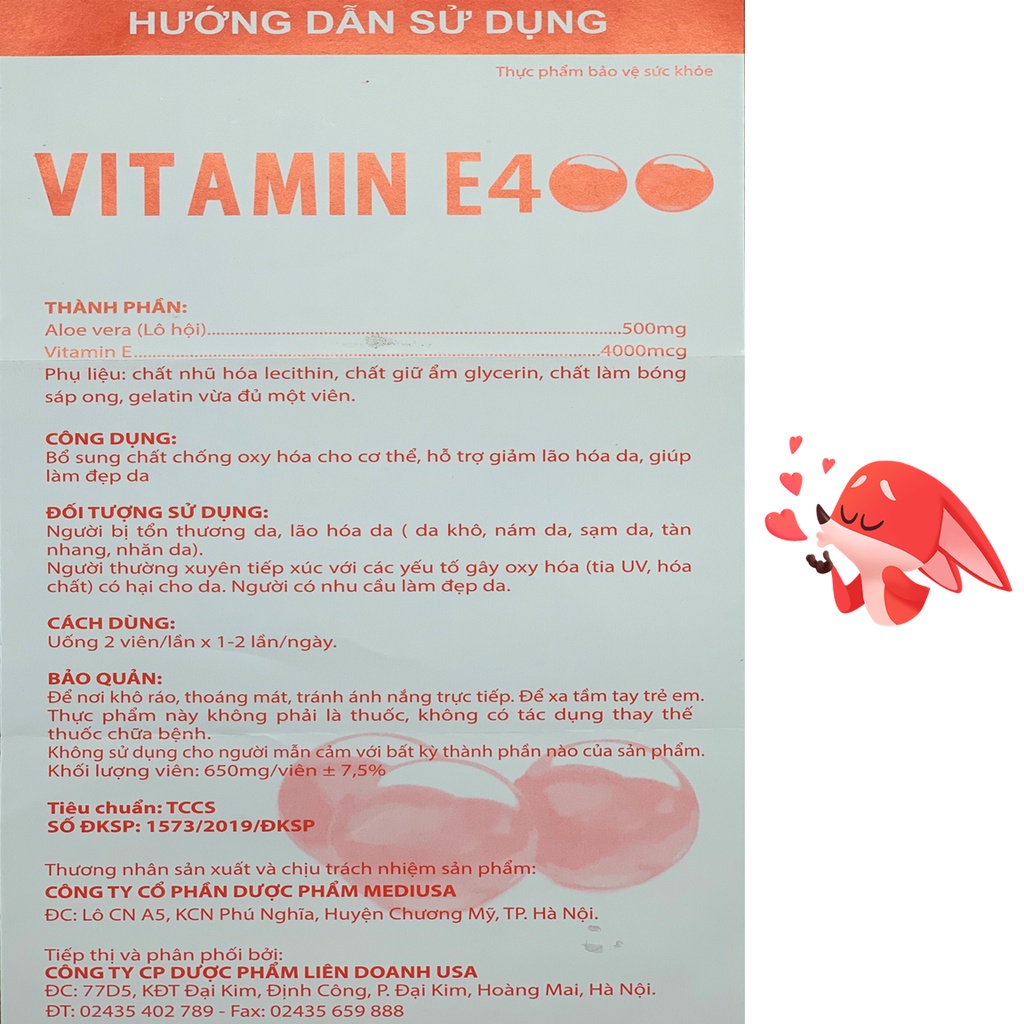 Vitamin E đỏ Vitamin E400 trắng sáng da,đẹp da,chống lão hóa,chống oxy hóa