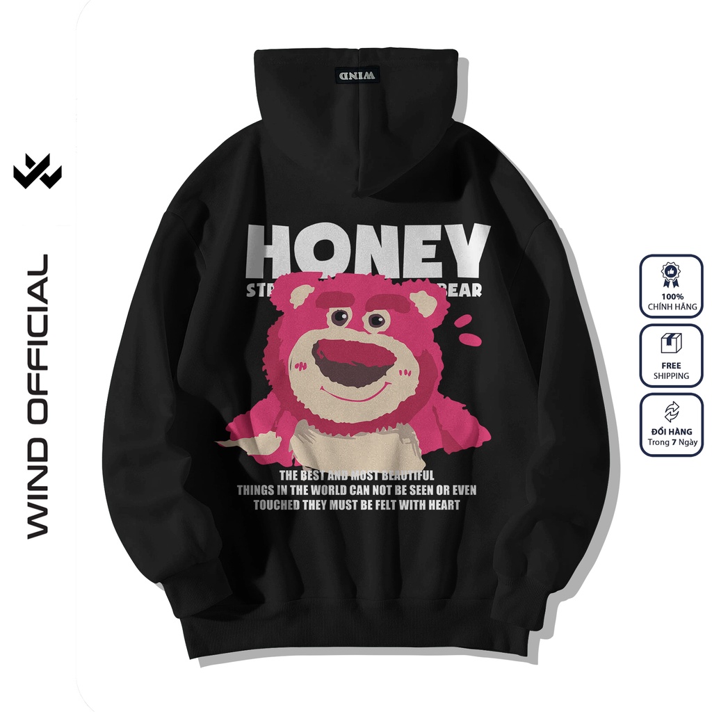 Áo khoác nỉ Zip form rộng WIIS unisex nỉ bông Gấu Honey thời trang nam nữ oversize ulzzang