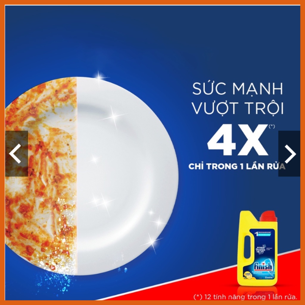 Bột rửa bát Finish Powder   tẩy sạch chén đĩa gấp 4 lần tiết kiệm 2/3 so với viên rửa