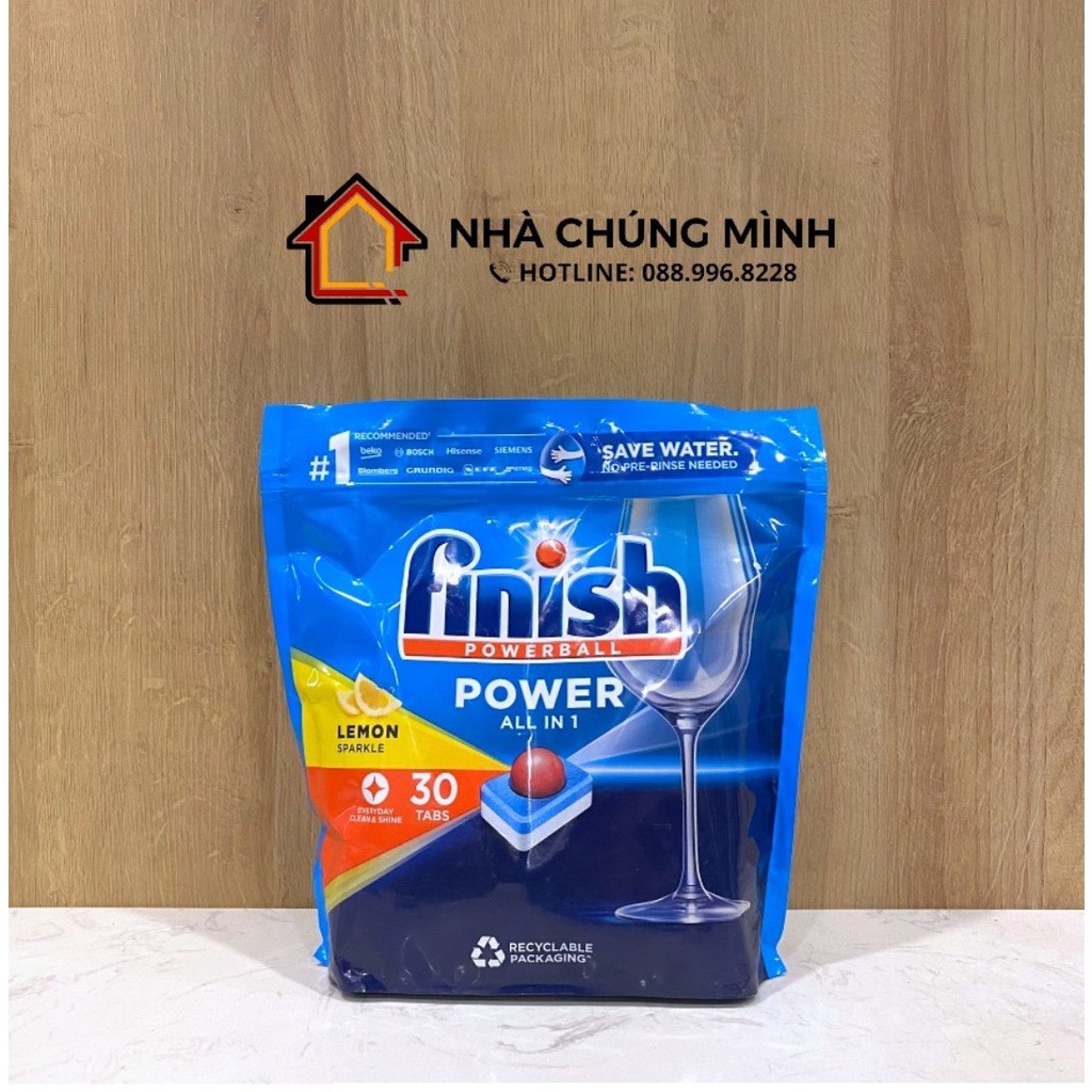 Viên rửa chén bát Finish All In One Max 100 viên, 30 viên 10 chức năng cho máy rửa bát