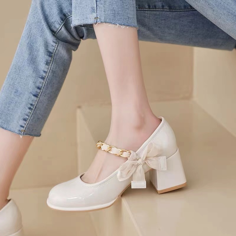 Giày nữ lolita giày cao gót của mary jane giày da đế dày