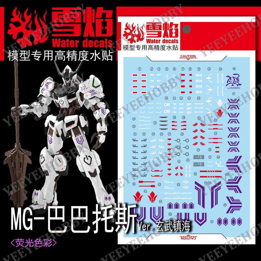 DECAL MÔ HÌNH XUEYAN - MG-86 - DECAL NƯỚC PHẢN QUANG CHO MÔ HÌNH MG 1/100 ASW-G-08 BARBATOS