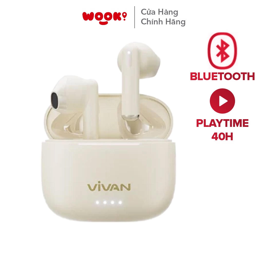 Tai Nghe Bluetooth VIVAN GT2 Cream/ Midnight In-ear Chống Ồn ENC Playtime Đến 40H Chống nước IPX4