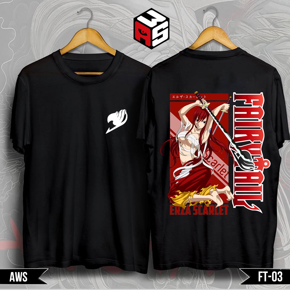 Áo thun Fairy Tail, áo thun in hình Natsu Lucy Erza Gray anime Fairy Tail chất liệu thun cotton