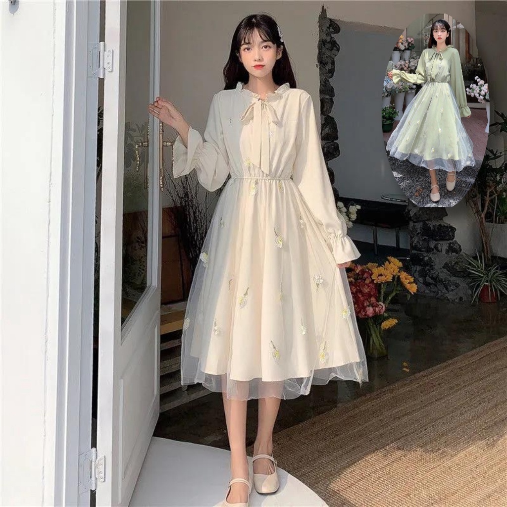 Váy Bánh Bèo, Đầm Công Chúa Dài Tay Xinh Đáng Yêu