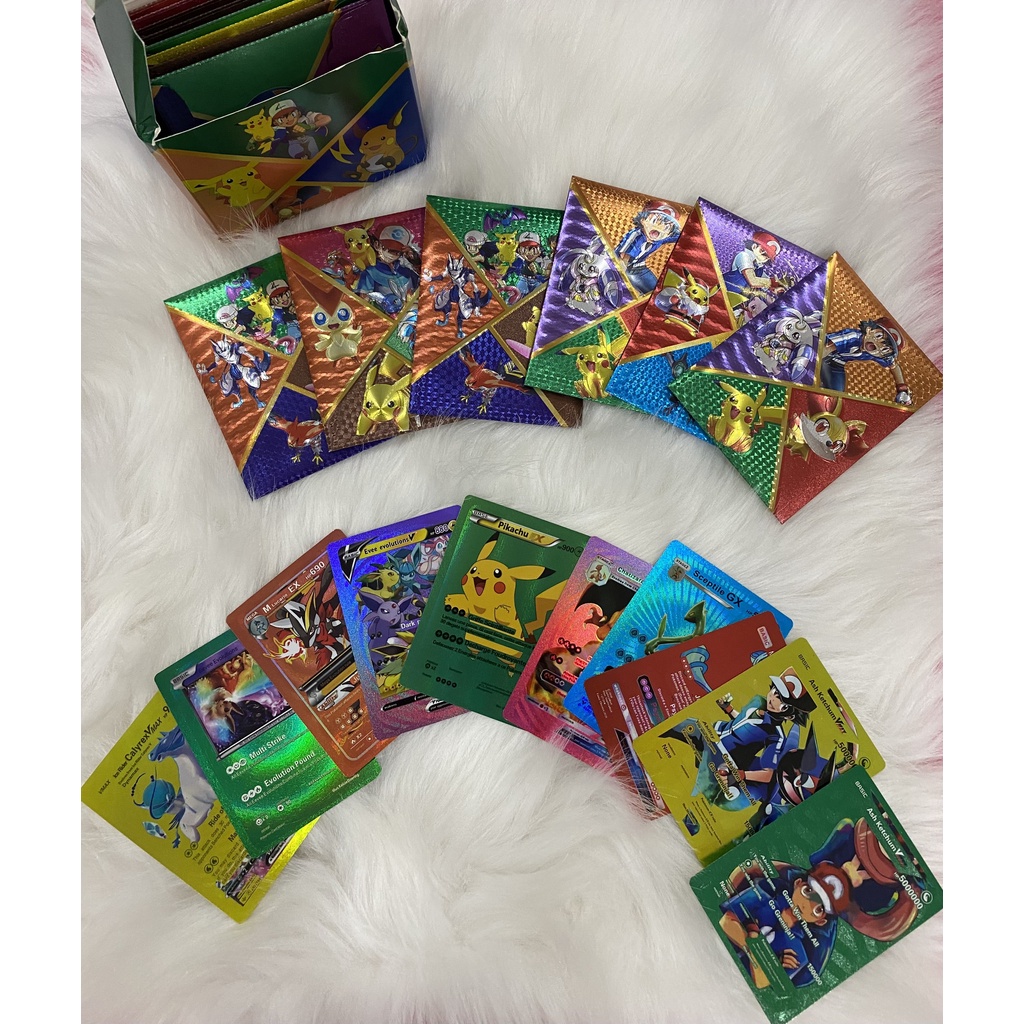 Thẻ Bài Pokemon 150 lá Mạ Vàng /Đen / Màu Ánh Cầu Vồng Cực Chất Siêu Xịn Sò lá ngẫu nhiên