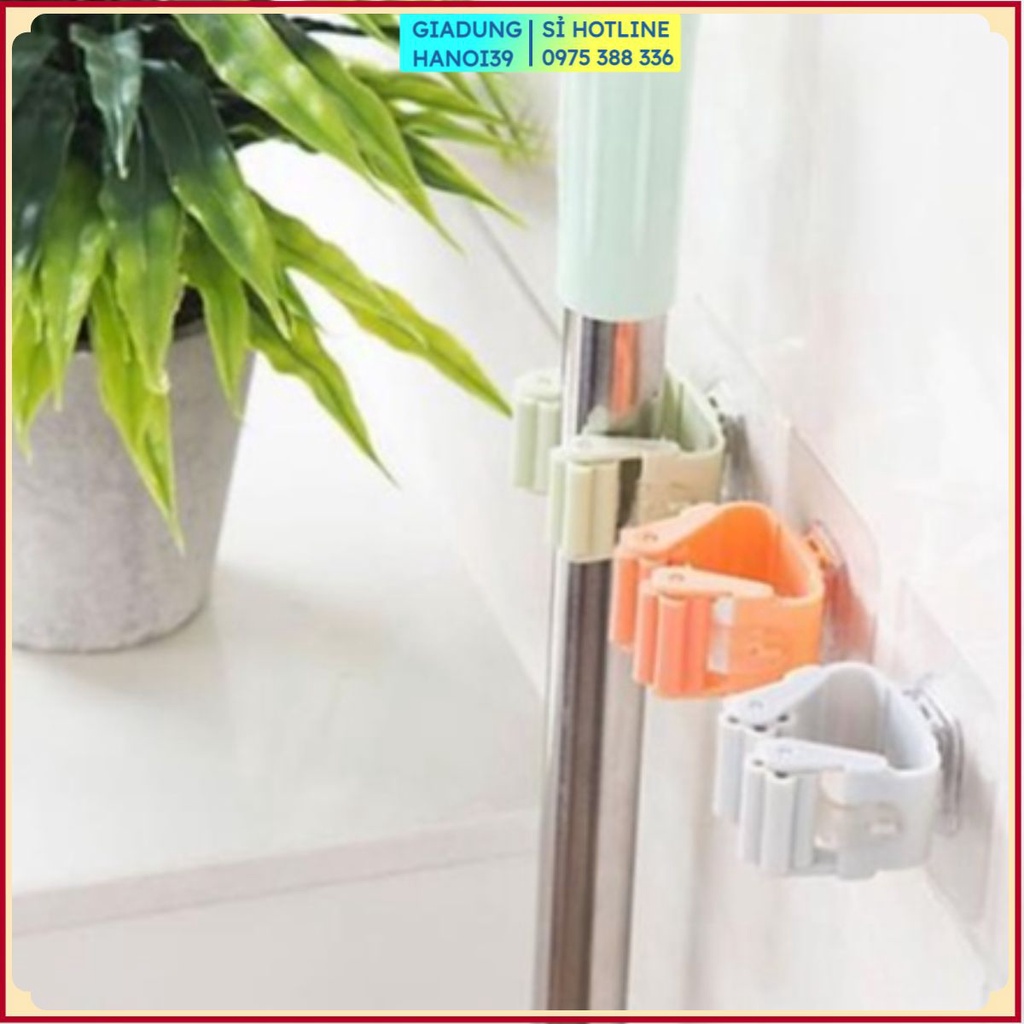 Kẹp treo dụng cụ vệ sinh và chổi lau nhà, kẹp treo đồ gia dụng dán tường đa năng GC02