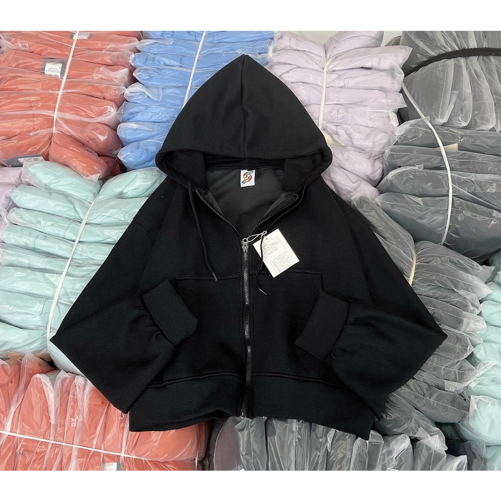 Áo khoác nữ dáng lửng cánh dơi TAY PHỒNG khóa kéo có nón rộng chất vải xốp mềm mịn ( Ảnh thật/Có sẳn )