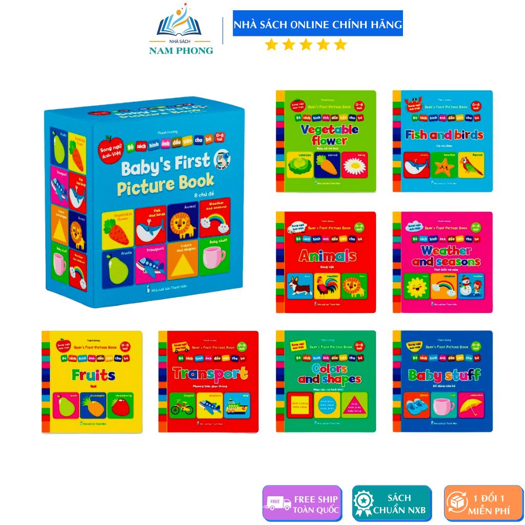 Sách - Bộ Thẻ Học Flash Card Bìa Cứng Thư Viện Hình Ảnh Đầu Tiên Cho Bé Về Thế Giới Baby's First Picture Book (8 Cuốn)