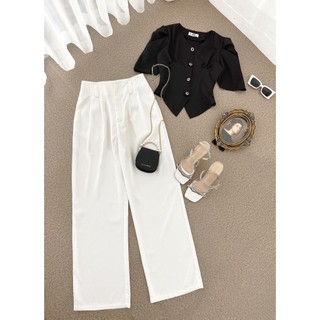 Set Bigsize Nữ Mập Fashion Set Bigsize Áo Kiểu Mix Quần Ống Rộng Thiết Kế Thời Thượng Thoải Mái Đủ Size50-90kg AO0037-38