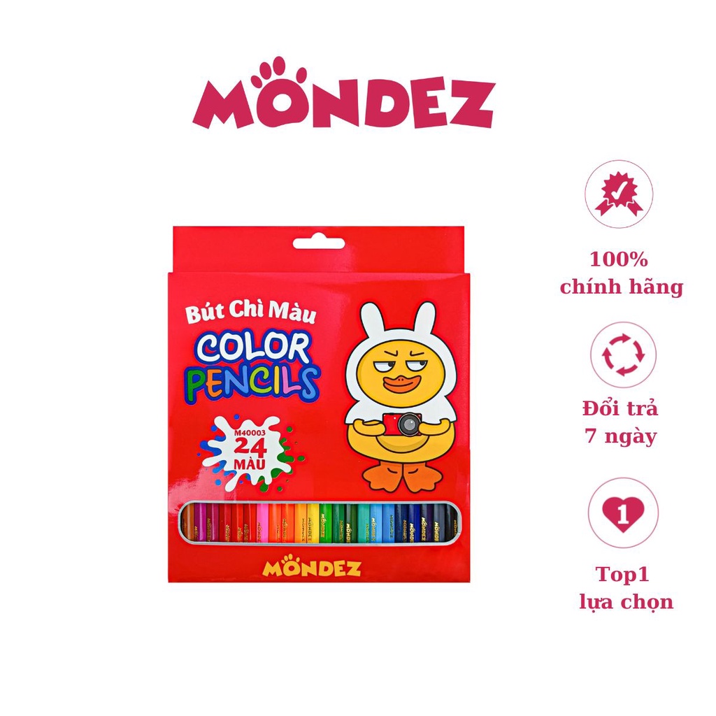 Bút Chì Màu MONDEZ 24 Màu, Chất Liệu Cao Cấp, An Toàn Cho Bé M40003