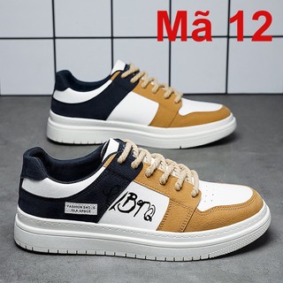 Giày thể thao, giày thể thao nam, giày sneaker, giày da lộn trắng phối màu vàng đen 5cm mã 12