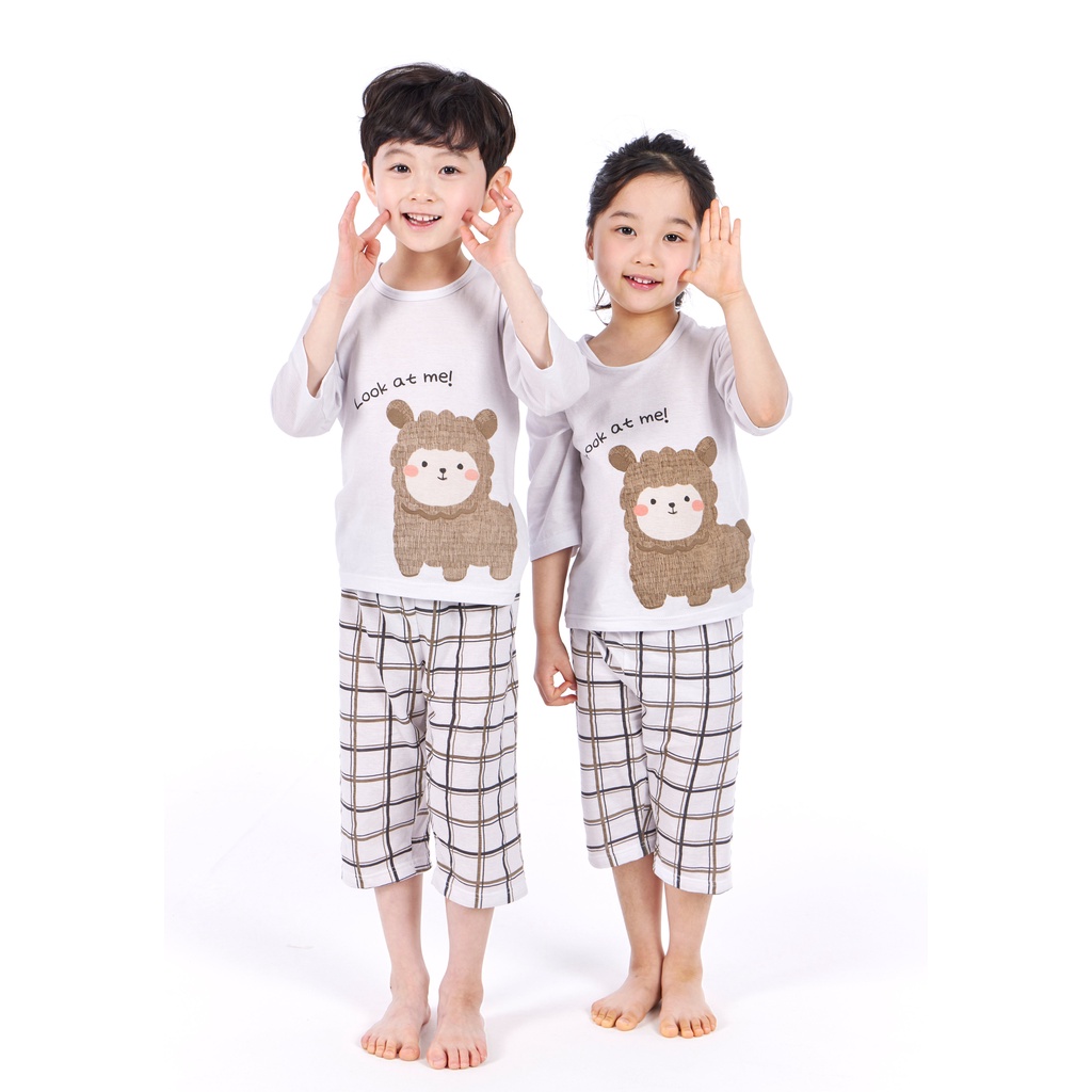 Bộ pijama lửng 100% cotton cho bé trai/ bé gái Baby Alpaca - Olomimi Hàn Quốc
