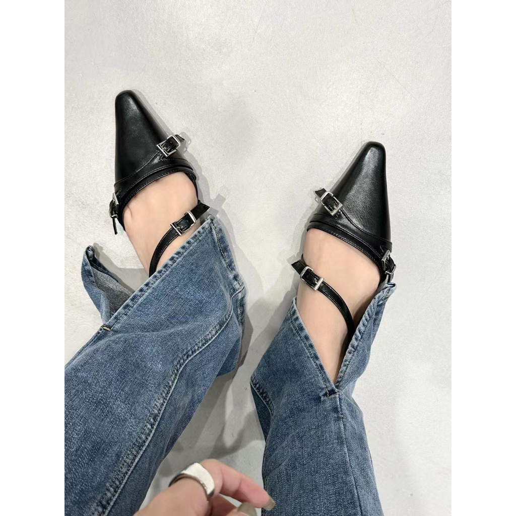Giày Sandal Mũi Nhọn Thời Trang Xuân Hè 2023 Phong Cách Retro Dành Cho Nữ