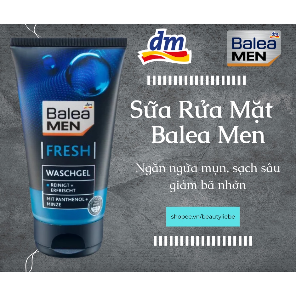 Bộ Quà Tặng Dưỡng Da cho nam Balea Men - Đức 5 món: Sữa rửa mặt, Tẩy da chết, Xịt khử mùi, Son dưỡng, Mặt nạ