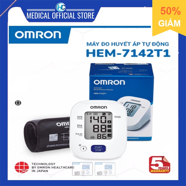 Máy đo huyết áp bắp tay tự động OMRON HEM-7142T1 -Kết nối Bluetooth ( Nhật Bản - Bảo hành 5 năm)